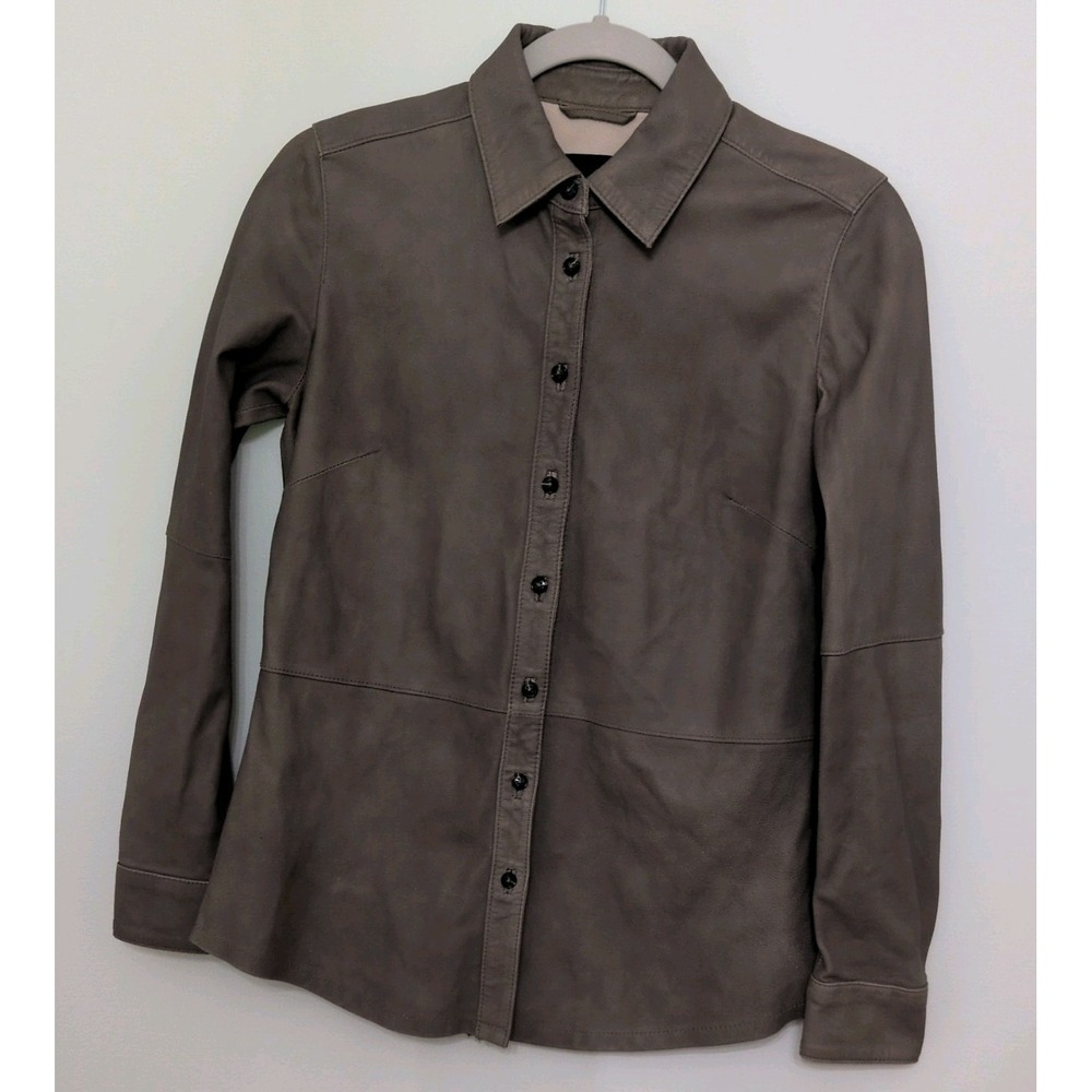 Banana Republic 100% Genuine Lamb Leather Long Sleeve Shirt Women XSmall Luxury